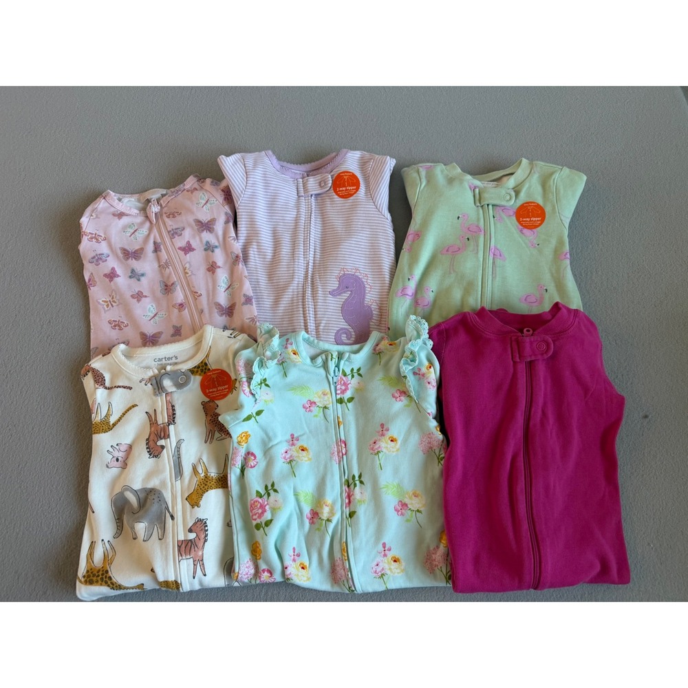 6pc Carters Just One You Little Me Hanna Andersson Baby Girl Sleepers 6mo / 9mo - Picture 2 of 16